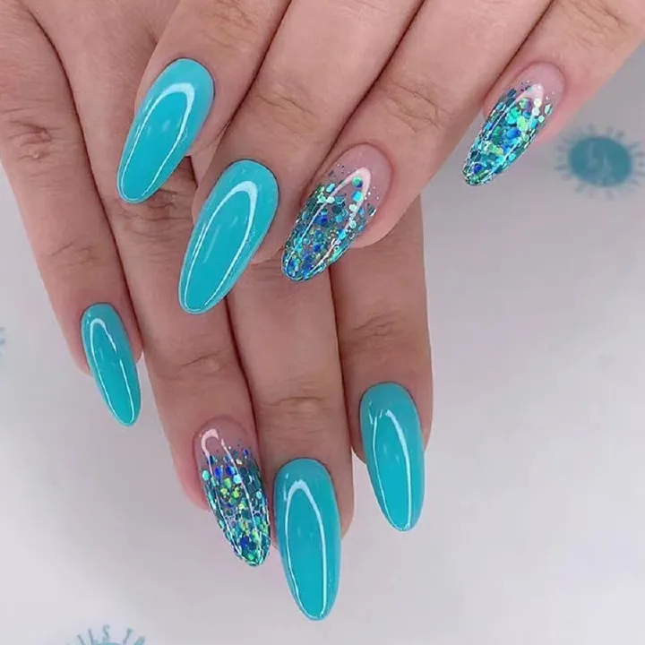 Simple and dreamy purple wash nail art, pure desire girl temperament, fashionable almond-shaped, eco-friendly wearable nail