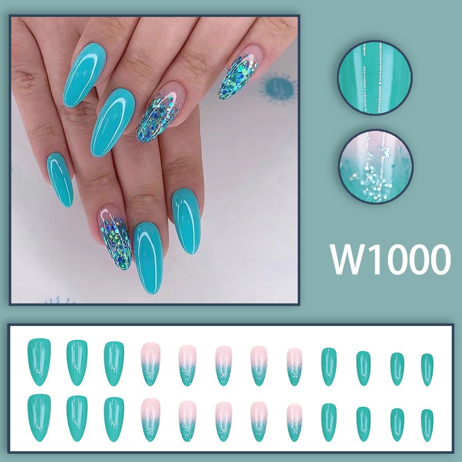 Simple and dreamy purple wash nail art, pure desire girl temperament, fashionable almond-shaped, eco-friendly wearable nail