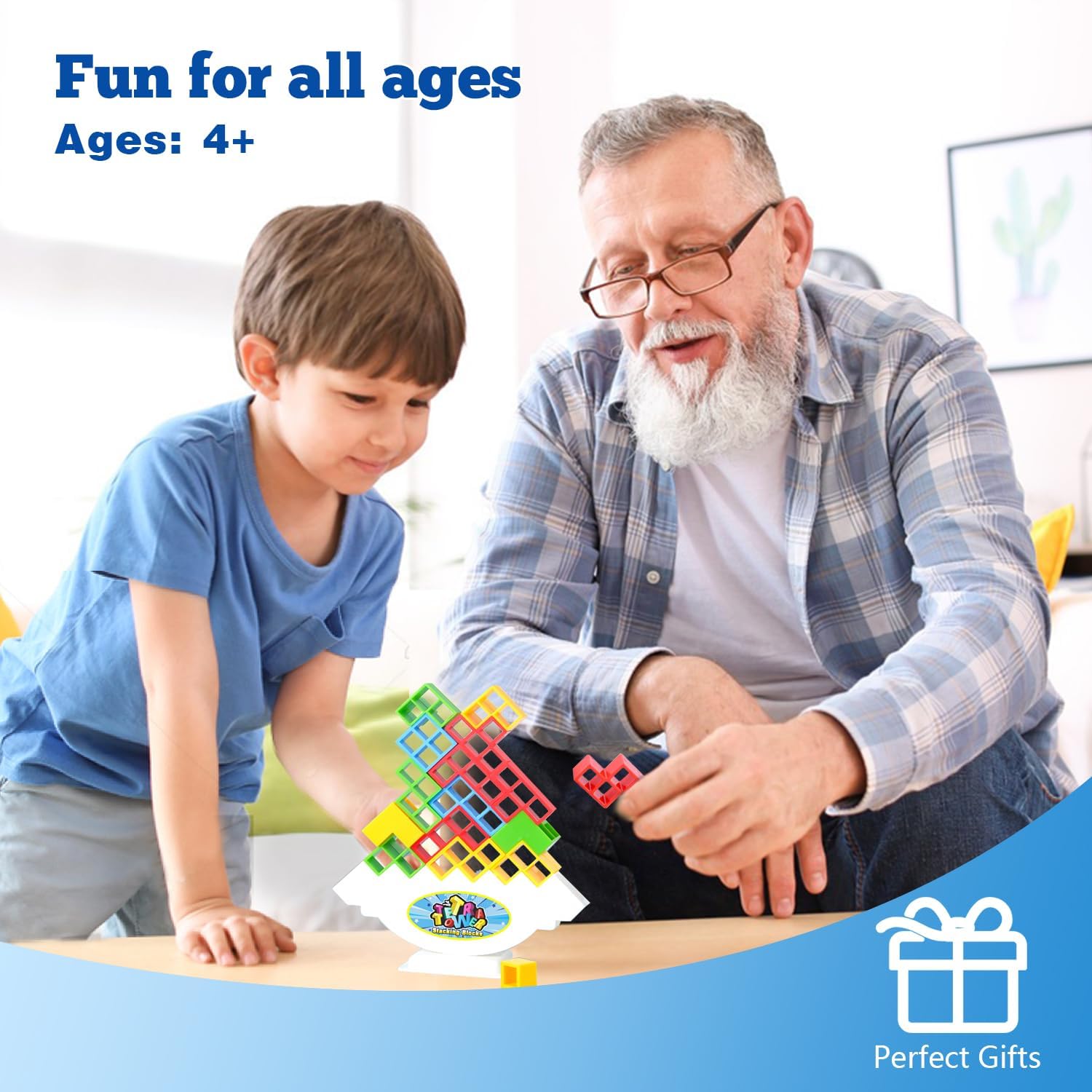 48 Pcs Tetra Tower Balance Stacking Blocks Game, Board Games for 2 Players+ Family Games, Parties, Travel, Kids & Adults Team Building Blocks Toy