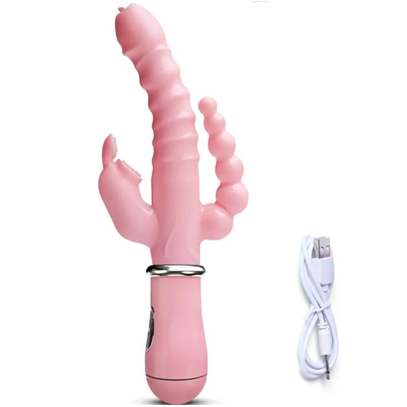 3 in 1 Usb Chagre Vibrator Adult Toys Dildo Anal Rabbit Vibrator Tongue Double Rod Masturbation Woman Eroti Sex Toys  Adult Products for Couple