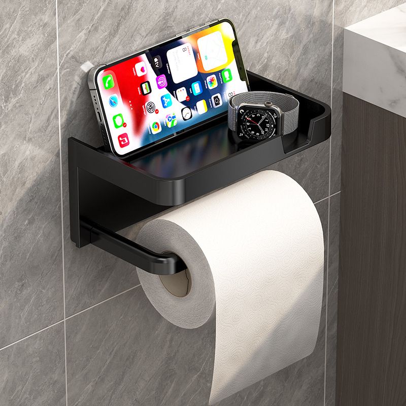 Self Adhesive Toilet Paper Holder with Phone Shelf, Wall Mounted Toilet Paper Roll Holder,  Bathroom Washroom Tissue Roll Holder with Shelf, Toilet Paper Roll Dispenser
