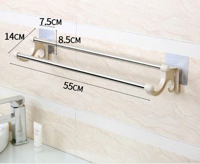 1 pcs 55cm self adhesive Double layer bathroom Towel Rack ， Stainless Steel Wall Mount Towel Rack ，Bar Stainless Steel Towel Rack，toilet rack Storage