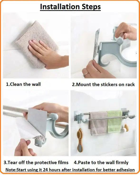 1 pcs 55cm self adhesive Double layer bathroom Towel Rack ， Stainless Steel Wall Mount Towel Rack ，Bar Stainless Steel Towel Rack，toilet rack Storage