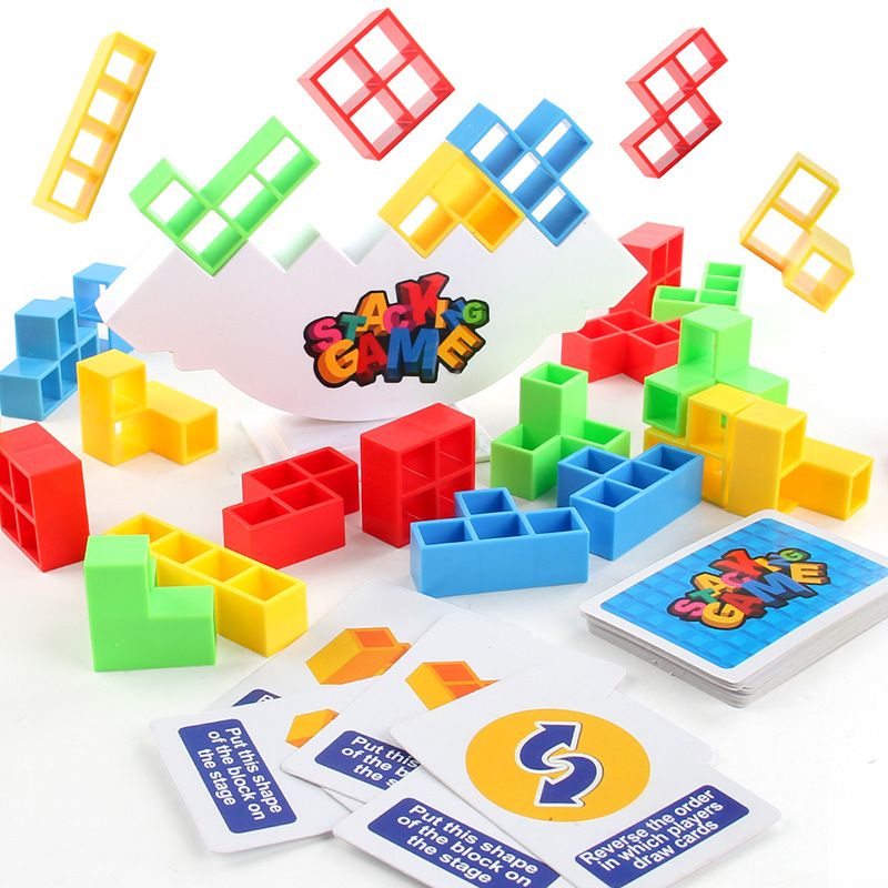 48 Pcs Tetra Tower Balance Stacking Blocks Game, Board Games for 2 Players+ Family Games, Parties, Travel, Kids & Adults Team Building Blocks Toy