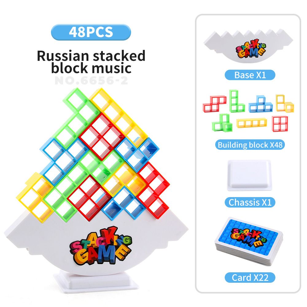 48 Pcs Tetra Tower Balance Stacking Blocks Game, Board Games for 2 Players+ Family Games, Parties, Travel, Kids & Adults Team Building Blocks Toy