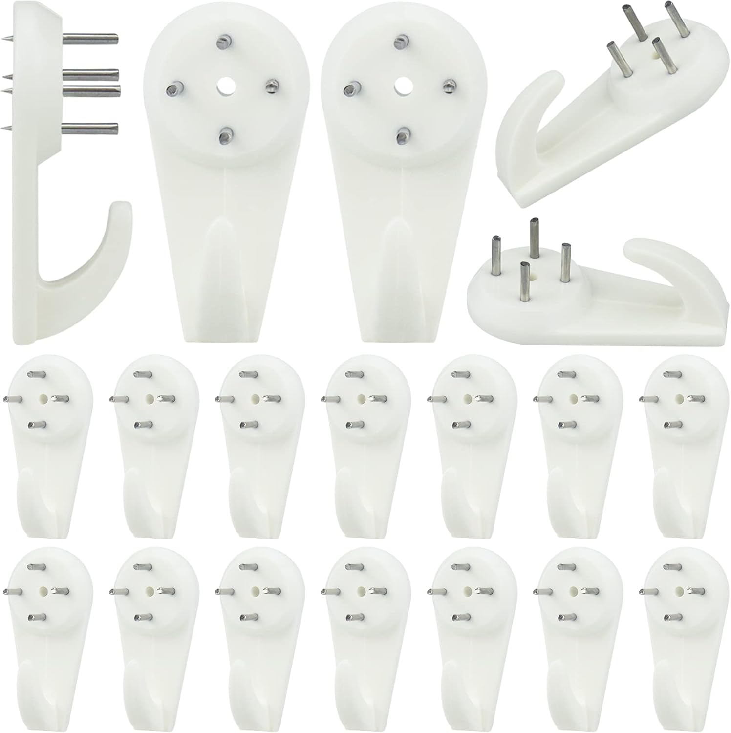25 pack Traceless Nail Hooks,  Powerful Concrete Wall Hooks 20lbs Invisible Nail Hangers, Hardwall Hanging No Damage Wall Picture Hanger for Hardware Picture Photo Frame Clock Hangers