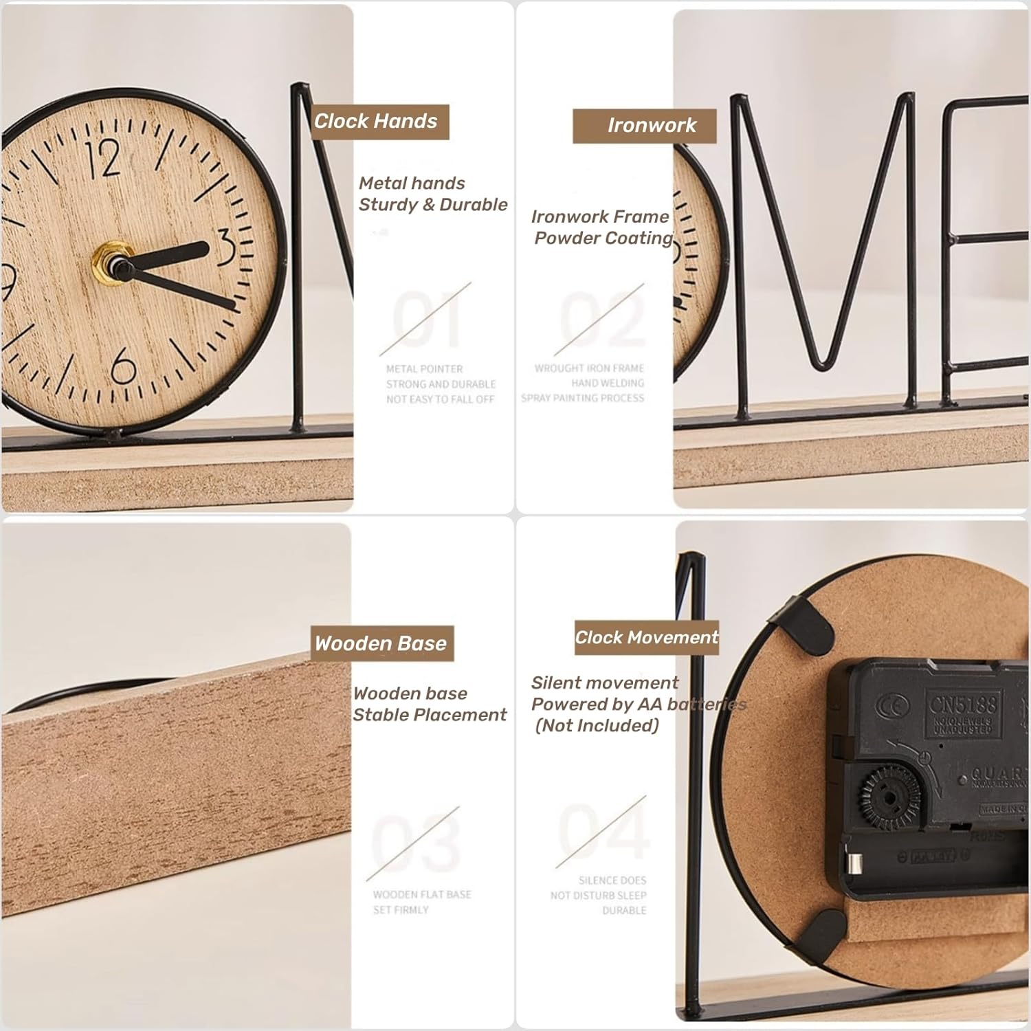 Creative Alarm  Clock Watch TV cabinet decoration, home decor, desktop clock decoration，Word Art Statue