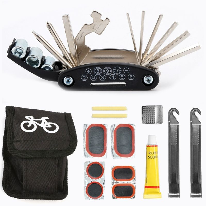 Bicycle Cycling Full Repair Toolkit With Pump, Puncture Kit, Toolkit And Frame Bag
