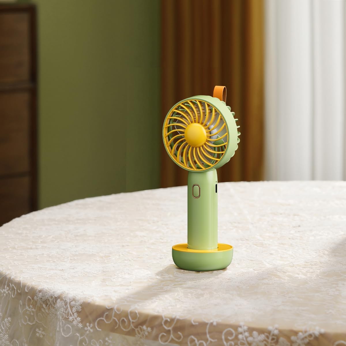 Retro Portable Fan, Mini Personal Handheld and Desktop with Base, 3 Powerful Speed, USB Rechargeable Fan for Travel, Summer, Outdoor, Indoor