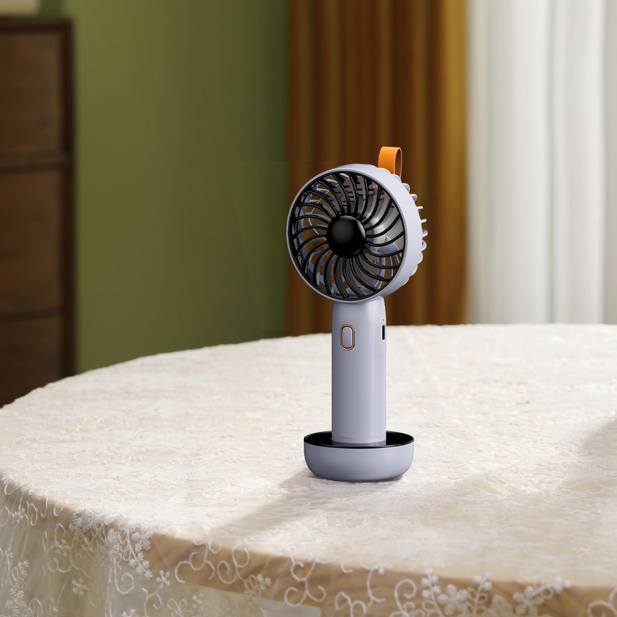 Retro Portable Fan, Mini Personal Handheld and Desktop with Base, 3 Powerful Speed, USB Rechargeable Fan for Travel, Summer, Outdoor, Indoor