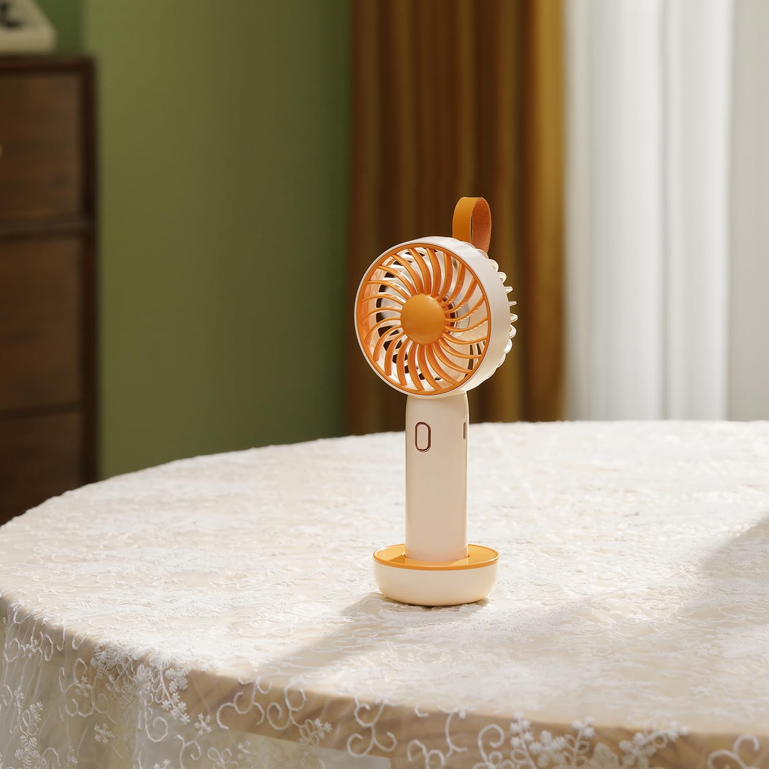 Retro Portable Fan, Mini Personal Handheld and Desktop with Base, 3 Powerful Speed, USB Rechargeable Fan for Travel, Summer, Outdoor, Indoor