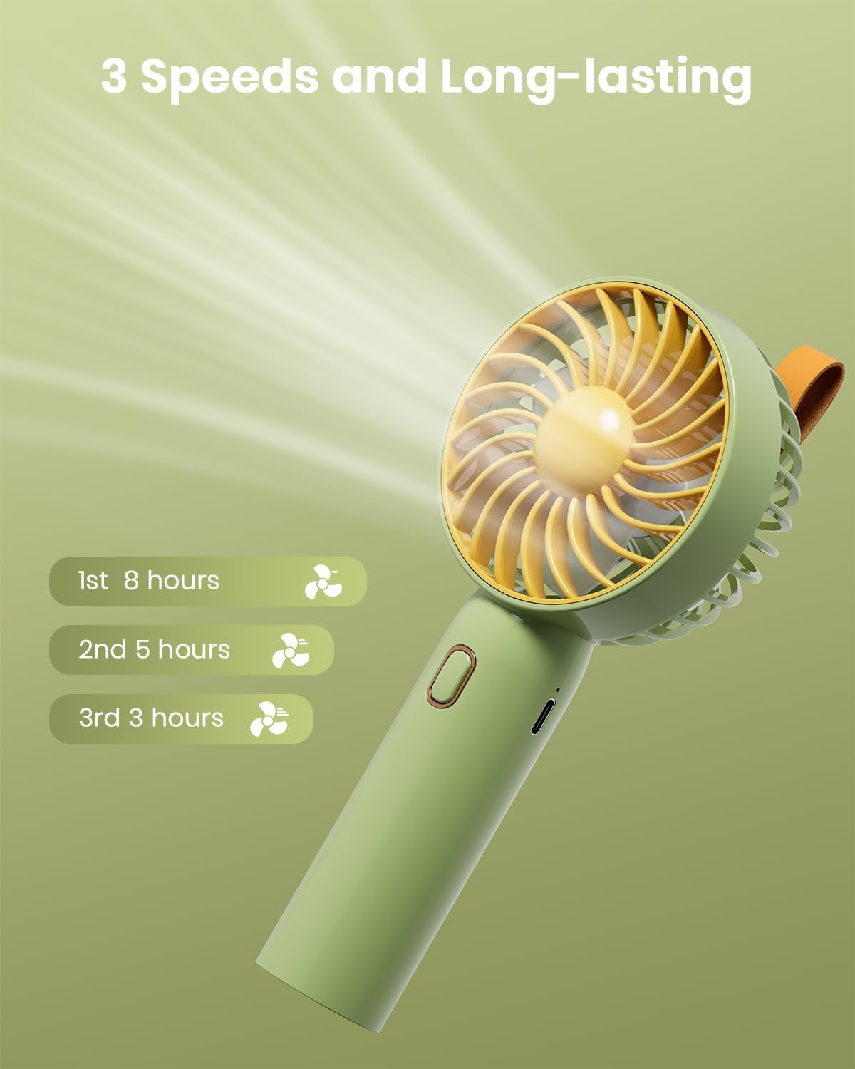 Retro Portable Fan, Mini Personal Handheld and Desktop with Base, 3 Powerful Speed, USB Rechargeable Fan for Travel, Summer, Outdoor, Indoor