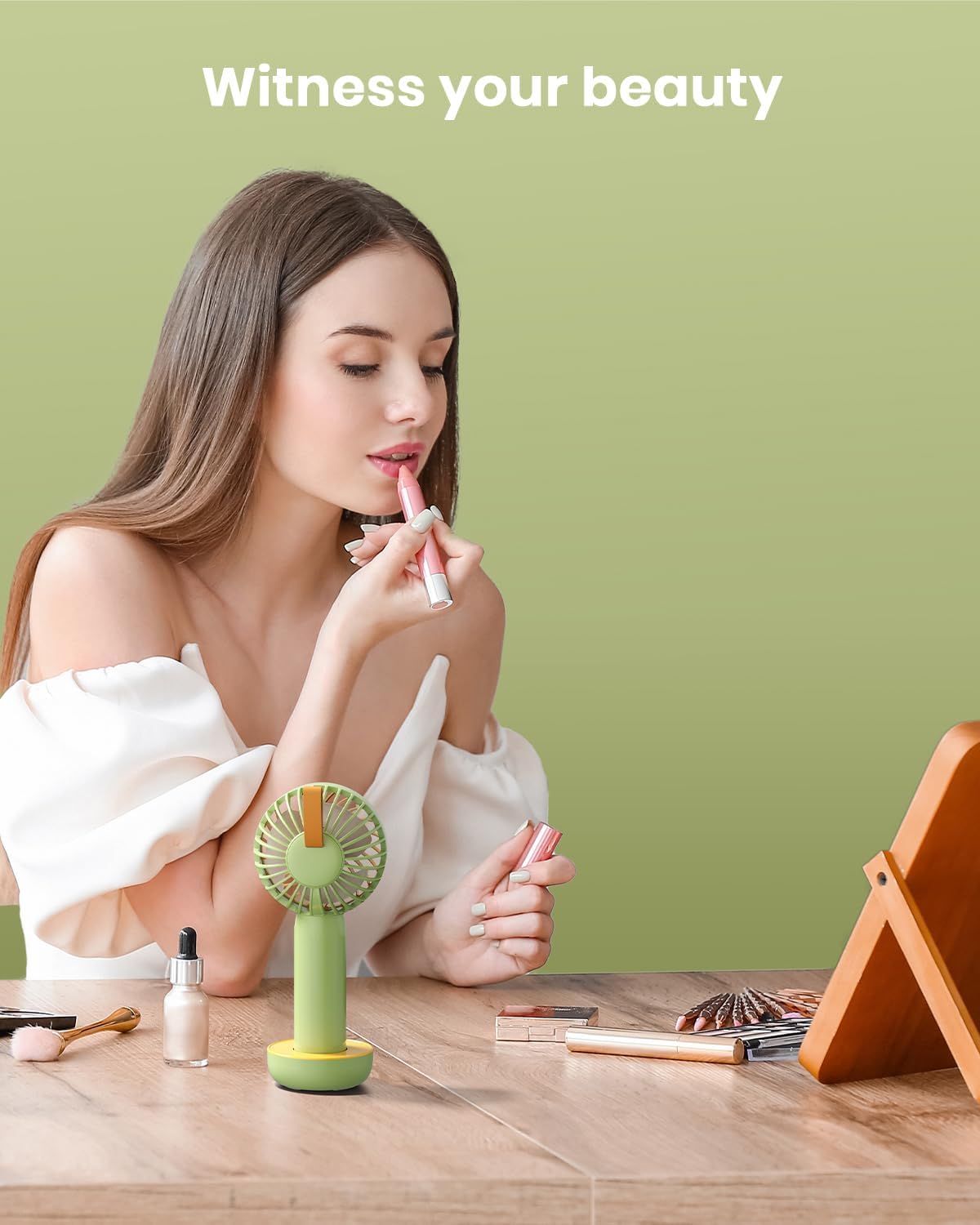 Retro Portable Fan, Mini Personal Handheld and Desktop with Base, 3 Powerful Speed, USB Rechargeable Fan for Travel, Summer, Outdoor, Indoor