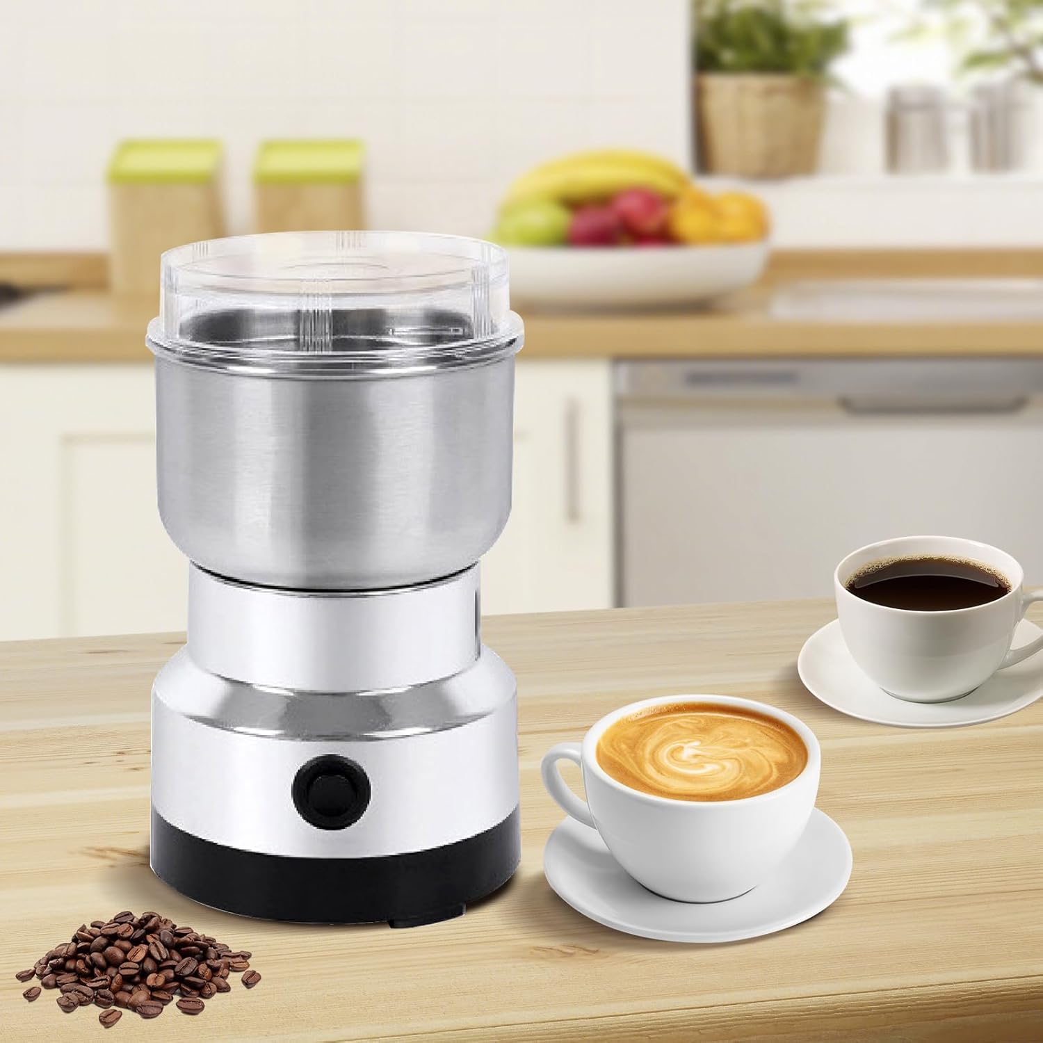 Spice Grinder, 150W Powerful Electric Coffee Bean Grinder with 4 Blades, Mini Home Grinder Smash Machine Spice Grinder Multi Function for Grain Nuts Seasoning Coffee Beans Spices