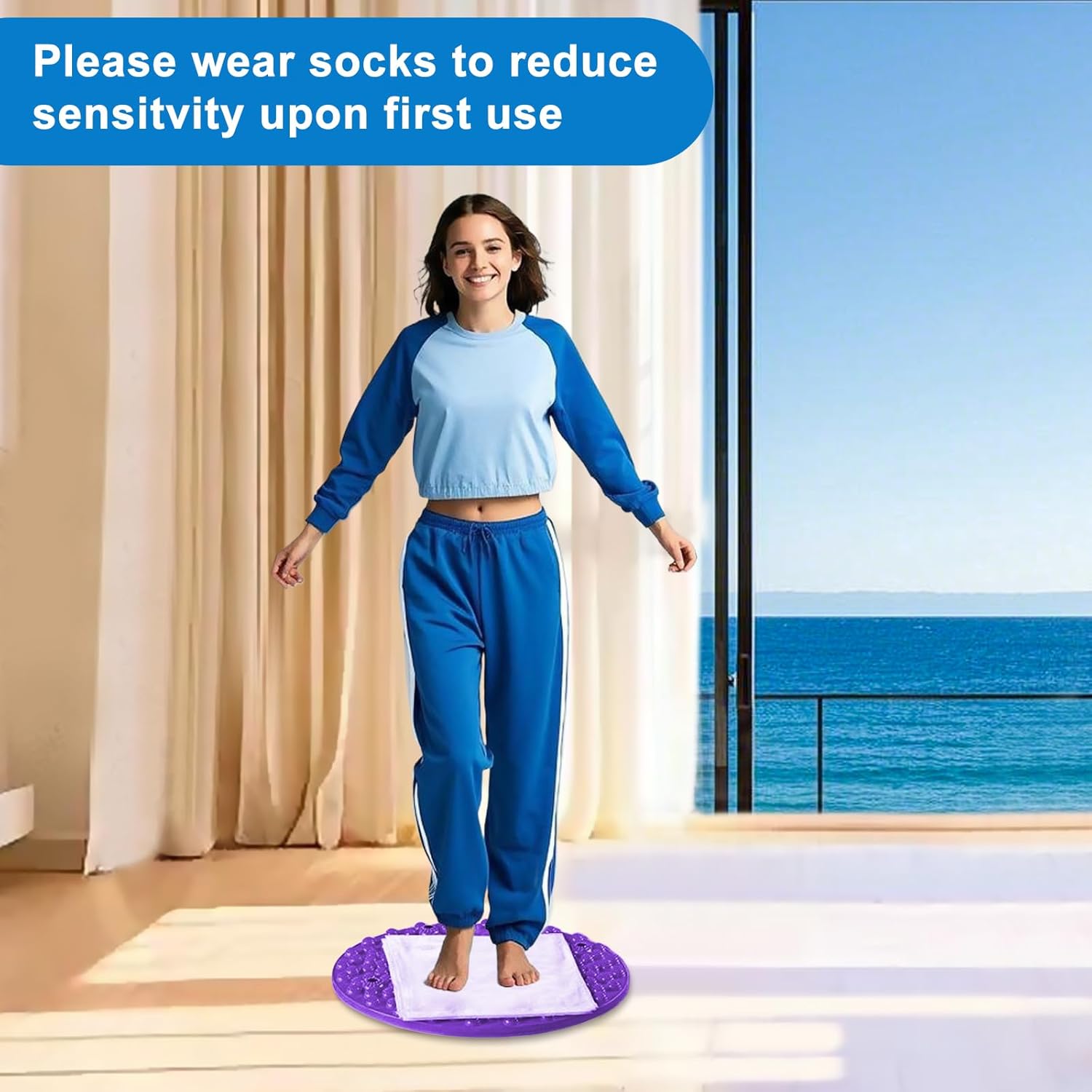 TPE Anti Slip Foot Massage Pad Home Yoga Training Board for Feet Relaxation ，Manual Massage Tool with Magnetic Therapy Acupressure Disc