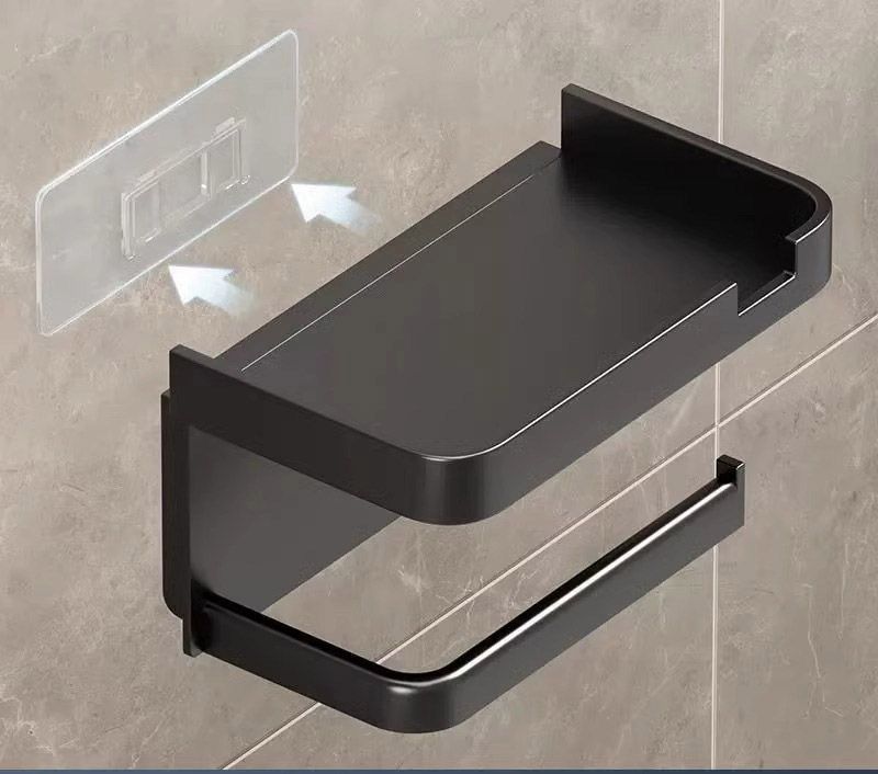 Self Adhesive Toilet Paper Holder with Phone Shelf, Wall Mounted Toilet Paper Roll Holder,  Bathroom Washroom Tissue Roll Holder with Shelf, Toilet Paper Roll Dispenser