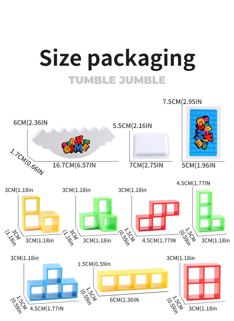 48 Pcs Tetra Tower Balance Stacking Blocks Game, Board Games for 2 Players+ Family Games, Parties, Travel, Kids & Adults Team Building Blocks Toy