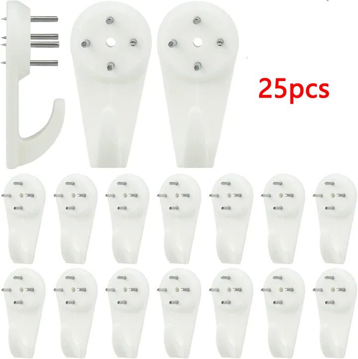 25 pack Traceless Nail Hooks,  Powerful Concrete Wall Hooks 20lbs Invisible Nail Hangers, Hardwall Hanging No Damage Wall Picture Hanger for Hardware Picture Photo Frame Clock Hangers