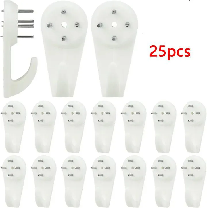 25 pack Traceless Nail Hooks,  Powerful Concrete Wall Hooks 20lbs Invisible Nail Hangers, Hardwall Hanging No Damage Wall Picture Hanger for Hardware Picture Photo Frame Clock Hangers