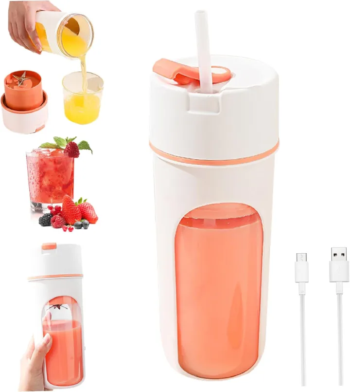 Charging USB Portable Blender, 480ml Portable Juicer Blender with 6-Blade Head, Cup for Shakes and, USB for Office, Gym, Kitchen, Travel Juicer Electric Juicer