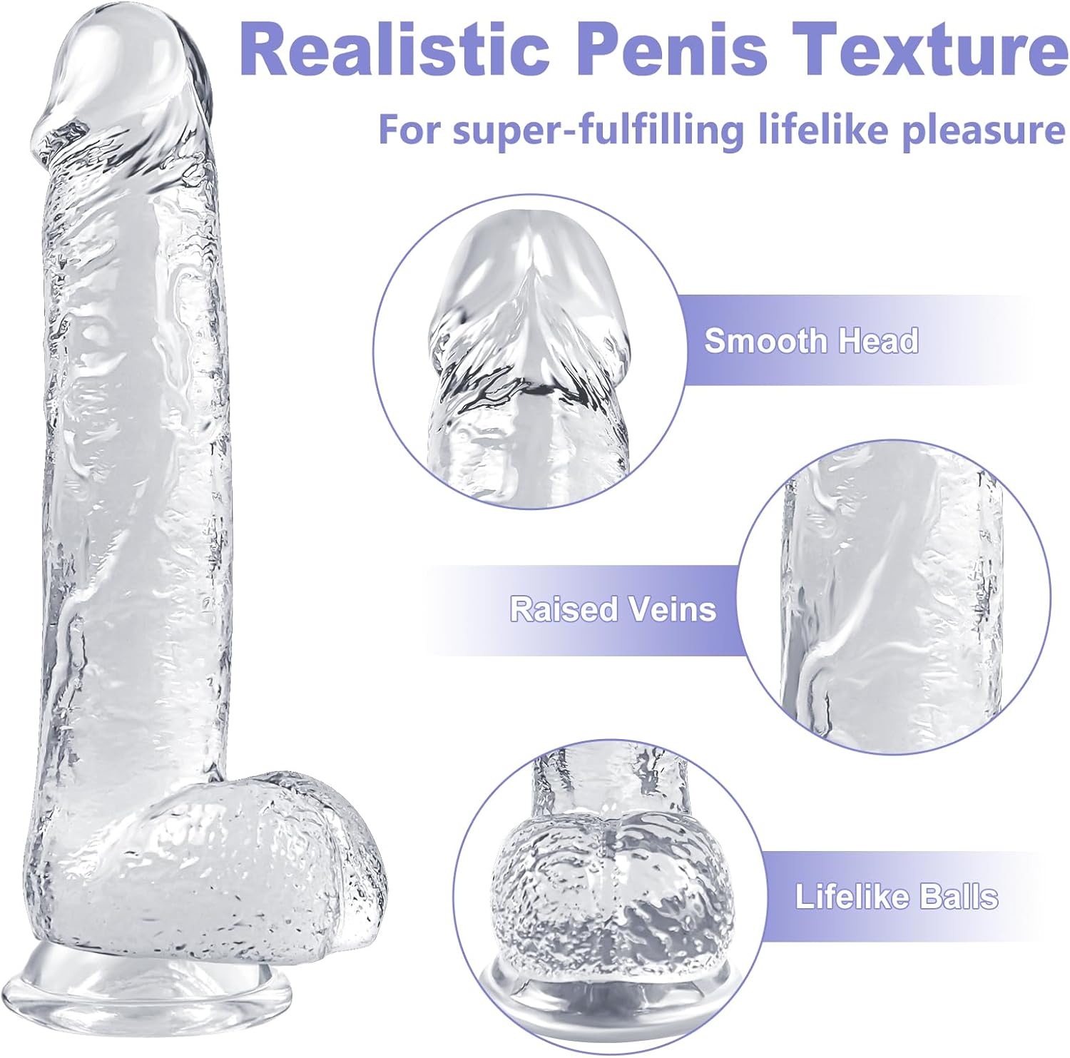 Realistic Dildo Adult Sex Toys for Women Men, Lifelike G Spot Clitoral Black Huge Dildo with Strong Suction Cup for Hands-Free Play, Flexible BBC Anal Toys