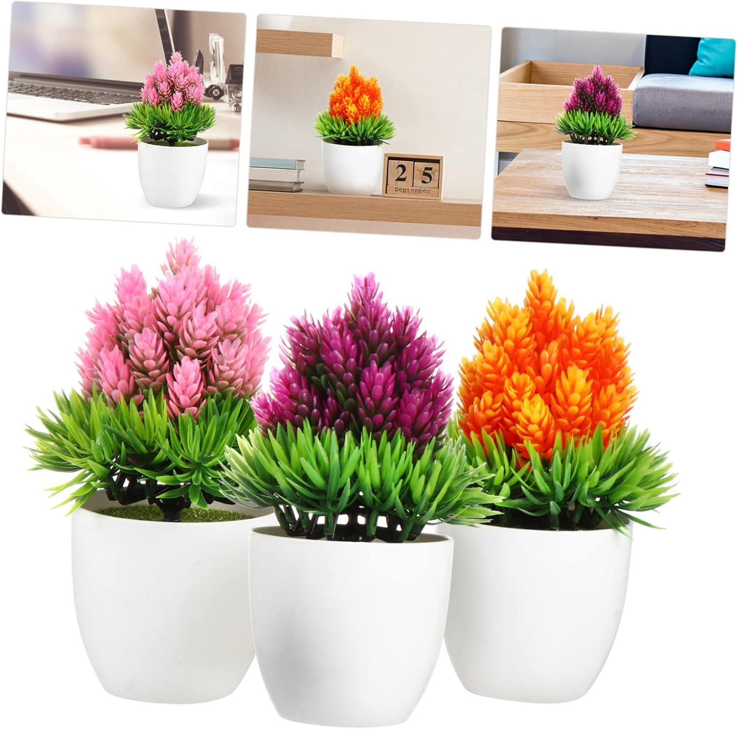 2pcs Artificial Small Plant Fake Flower Potted Plant Bathroom for Indoor Decor Window Tabletop Office Colorful Desktop Ornaments