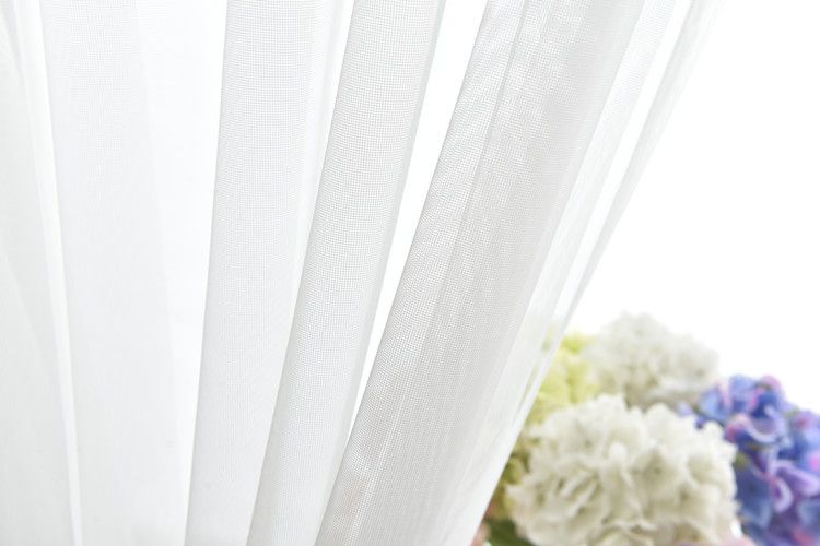 2pcs white Sheer Curtains - Ring Top Window Curtains Basket Semi Shading Living Room Bedroom Decoration Curtain
