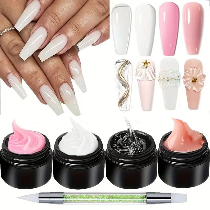 4pcs  Poly Extension Gel  Nail Kits  Nail Art  Gel Nail Art Kits  Nail Repair Extend Fiber Gel  for  UV Light Cured