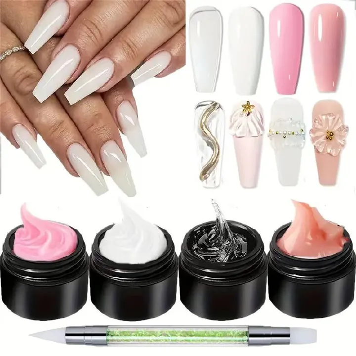 4pcs  Poly Extension Gel  Nail Kits  Nail Art  Gel Nail Art Kits  Nail Repair Extend Fiber Gel  for  UV Light Cured