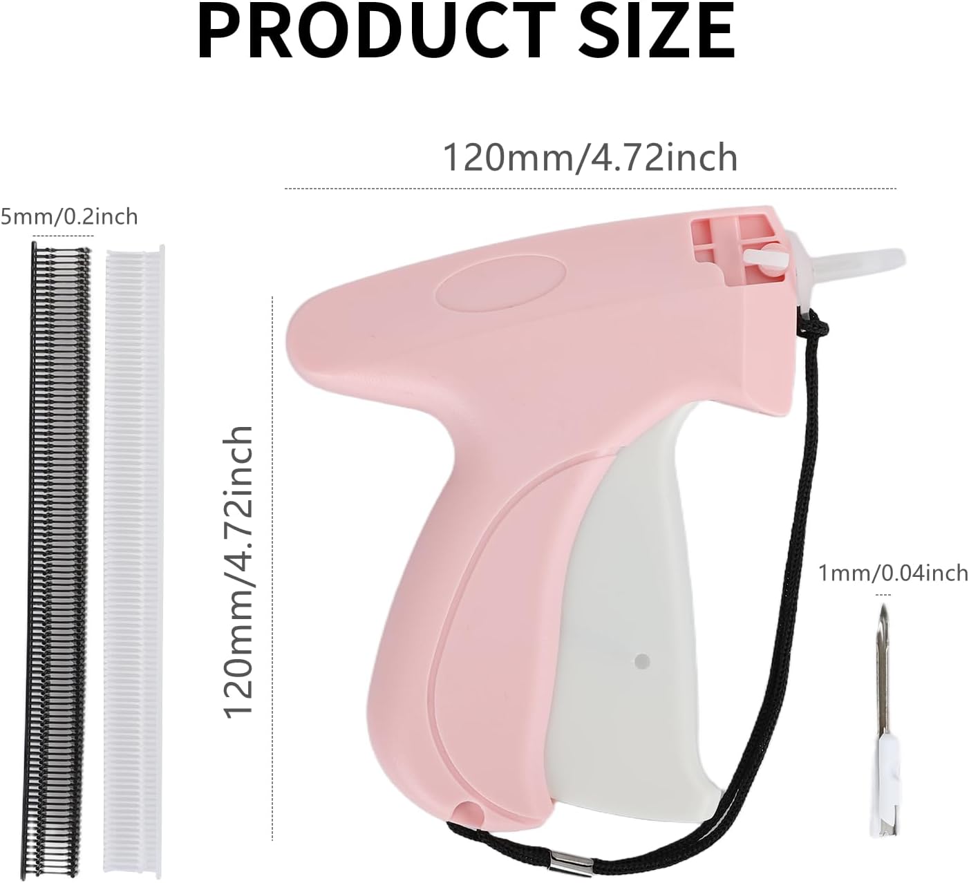 Stitch Gun for Clothes,Mini Quick Stitch Sewing Gun -Clothing Tag Gun 5 Needles,1000Black & 1000 White Fasteners(Pink)