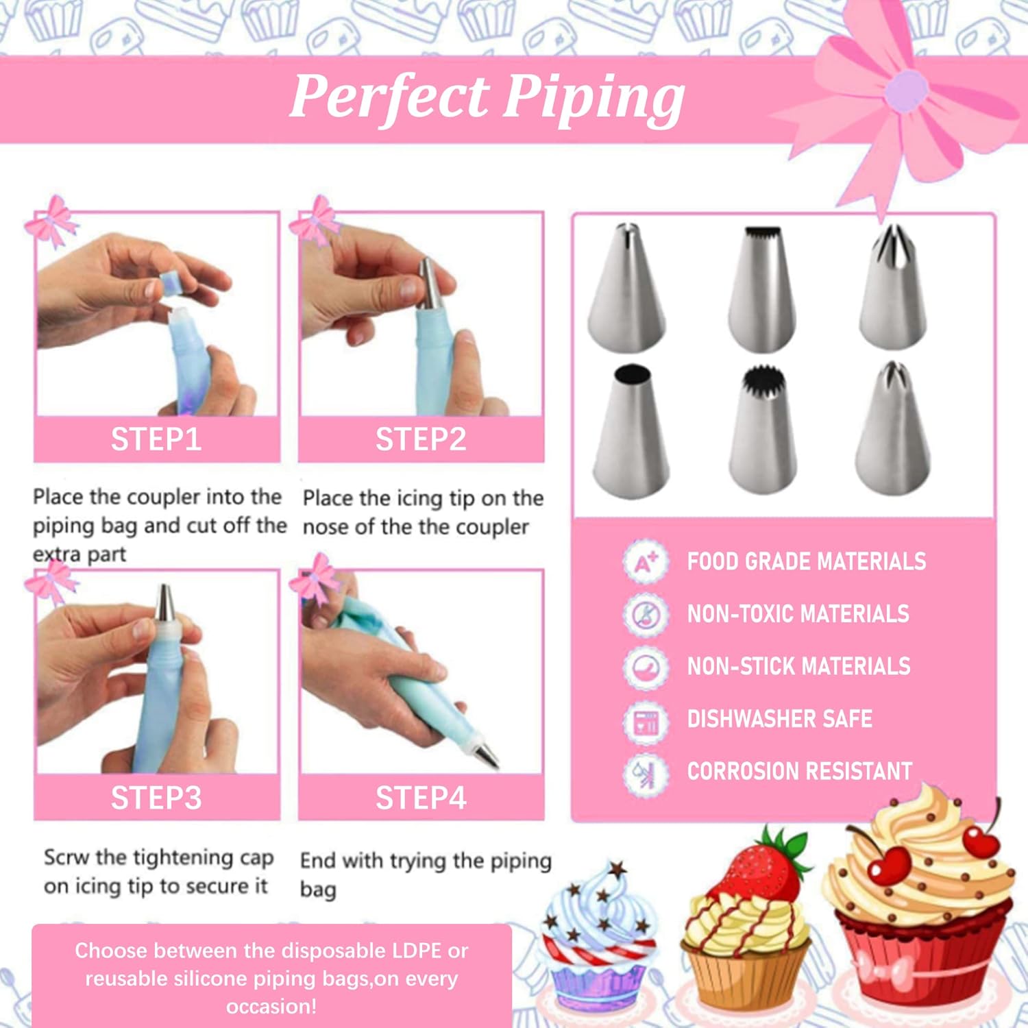 255PCS  Baking Tools Cake Decorating Kit,Cake Decor Cake Kit，Piping Bags and Tips Set,Cake Decorating Supplies,Frosting Piping Kit,Cake Baking Supplies for Beginners