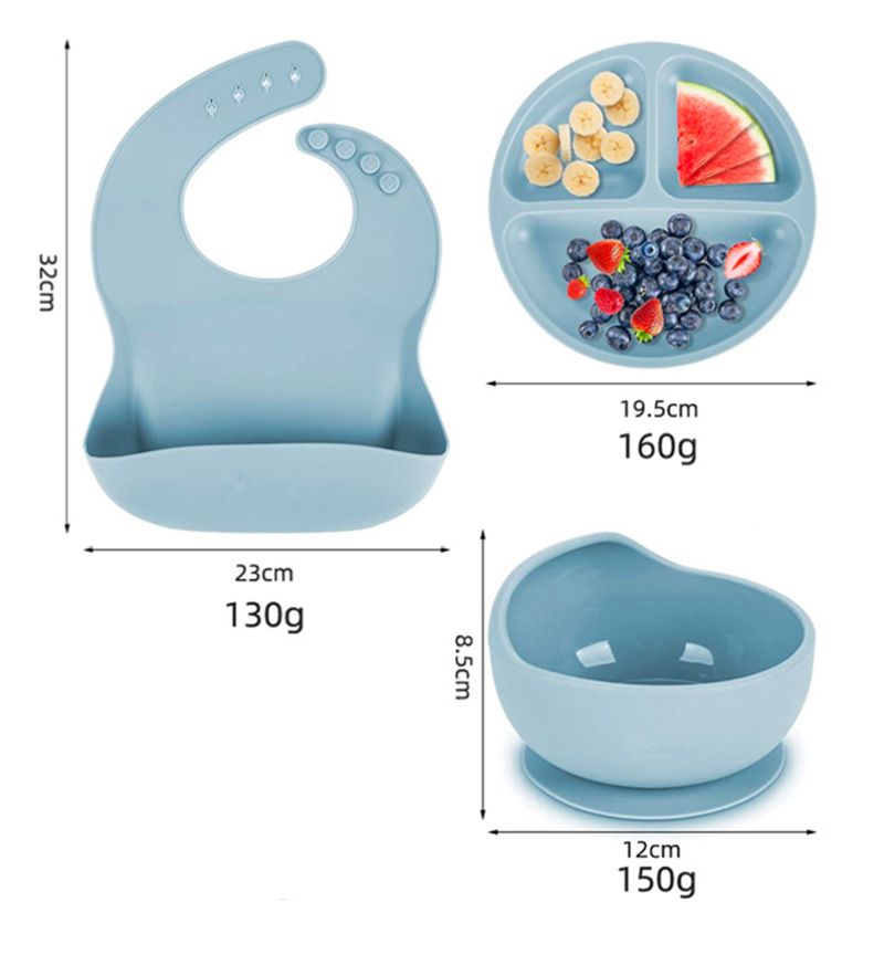 8 pcs Silicone Baby Feeding Set, Baby Led Weaning Supplies with Suction Bowl Divided Plate, Self Feeding Spoons Forks Sippy Cup Adjustable Bib, Eating Utensils for 6+ Months (Green)
