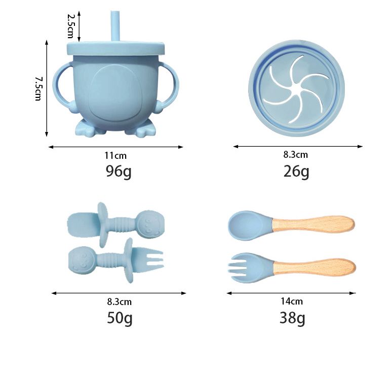 8 pcs Silicone Baby Feeding Set, Baby Led Weaning Supplies with Suction Bowl Divided Plate, Self Feeding Spoons Forks Sippy Cup Adjustable Bib, Eating Utensils for 6+ Months (Green)