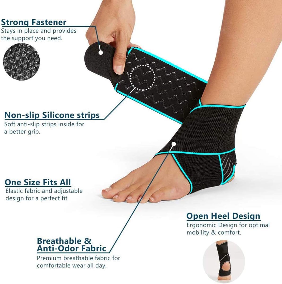 1 PCS Ankle Braces for Men & Women, Ankle Brace Support，Ankle Compression Sleeve Plantar Fasciitis Brace Plantar Fasciitis Relief, Arch Support Socks Ankle Brace for Sprained Ankle (Blue)