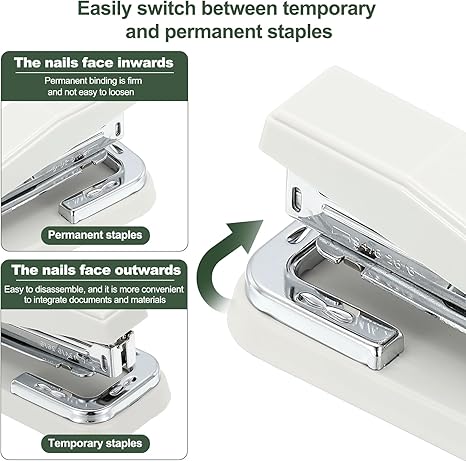 Swing-Arm Swivel Stapler, 50 Sheets Capacity, 90 Degree Rotate Desk Staplers with 1000 Staples for Booklet or Book Binding stationery