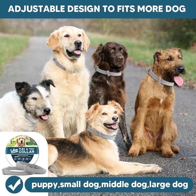 Flea Collars for Dog& Cats Pet , Flea & Tick Collar for Dogs& Cats Pet , Tick Collar for Large Dogs& Cats Pet , Upgraded Sturdy & Adjustable 8 Months Prevention