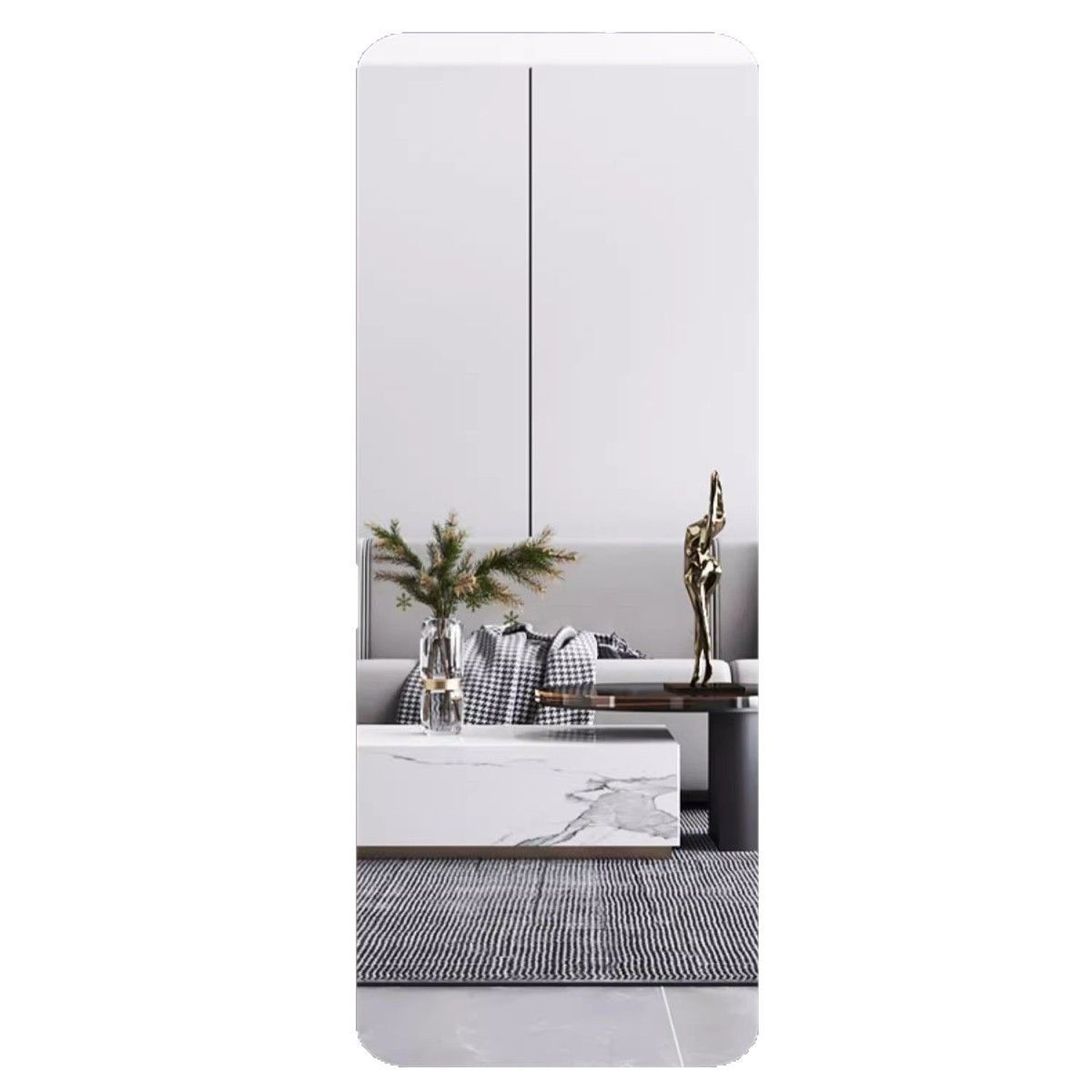 40*60CM  Stick Wall Mirror Self-Adhesive Home Gym Mirrors Wall Mounted Mirror Glass Frameless Full Length Mirror Tiles for Home Gym, Bedroom, Door & Bathroom
