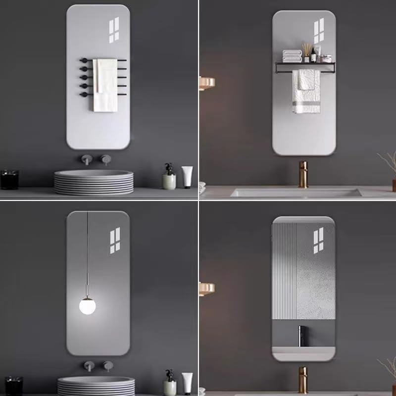 40*60CM  Stick Wall Mirror Self-Adhesive Home Gym Mirrors Wall Mounted Mirror Glass Frameless Full Length Mirror Tiles for Home Gym, Bedroom, Door & Bathroom