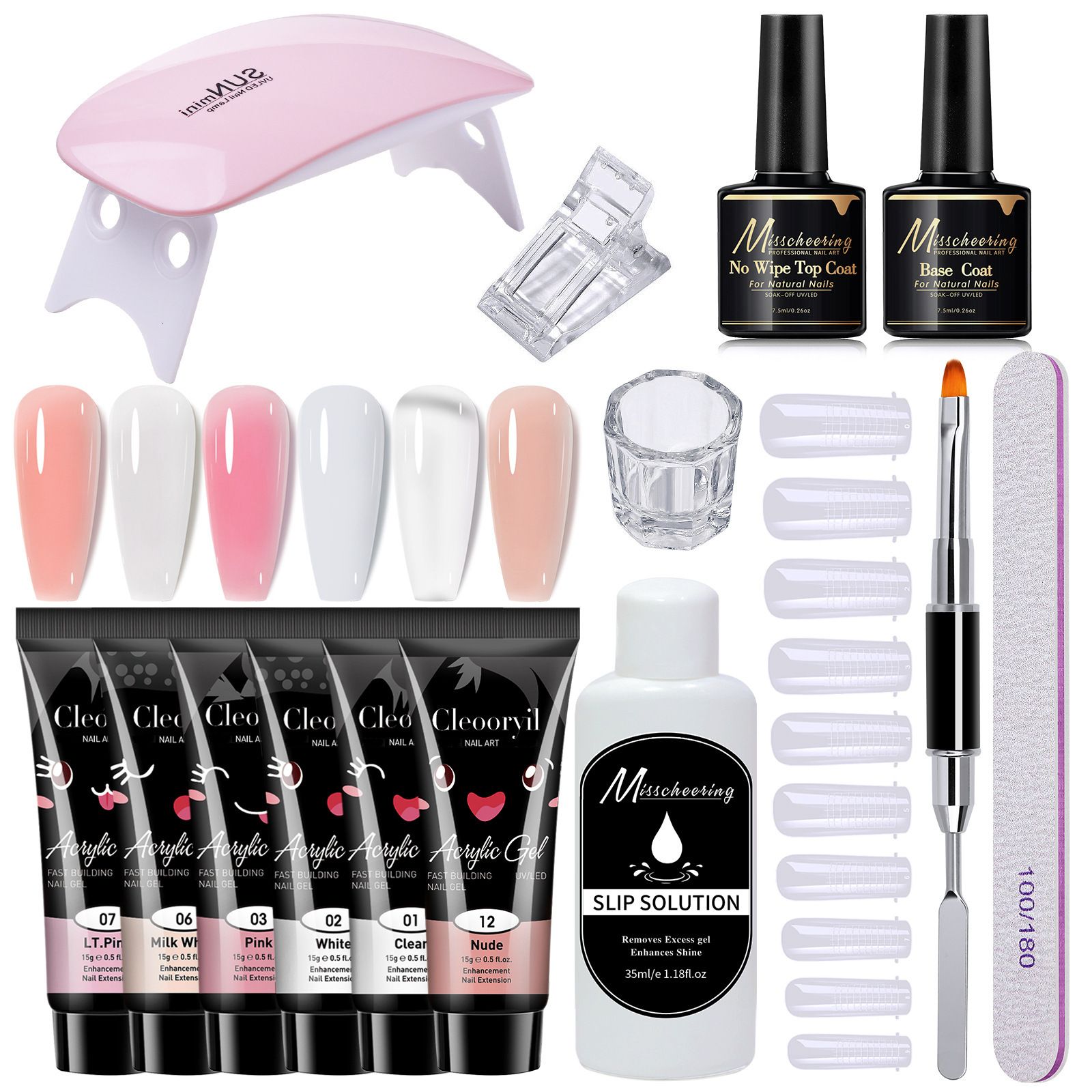 15pcs  Poly Extension Gel Manicure Kit  with light LED Mini  Nail Lamp  Nail Art Kits Poly Gel Nail Art Kits Christmas Gifts for Women Teens Girls