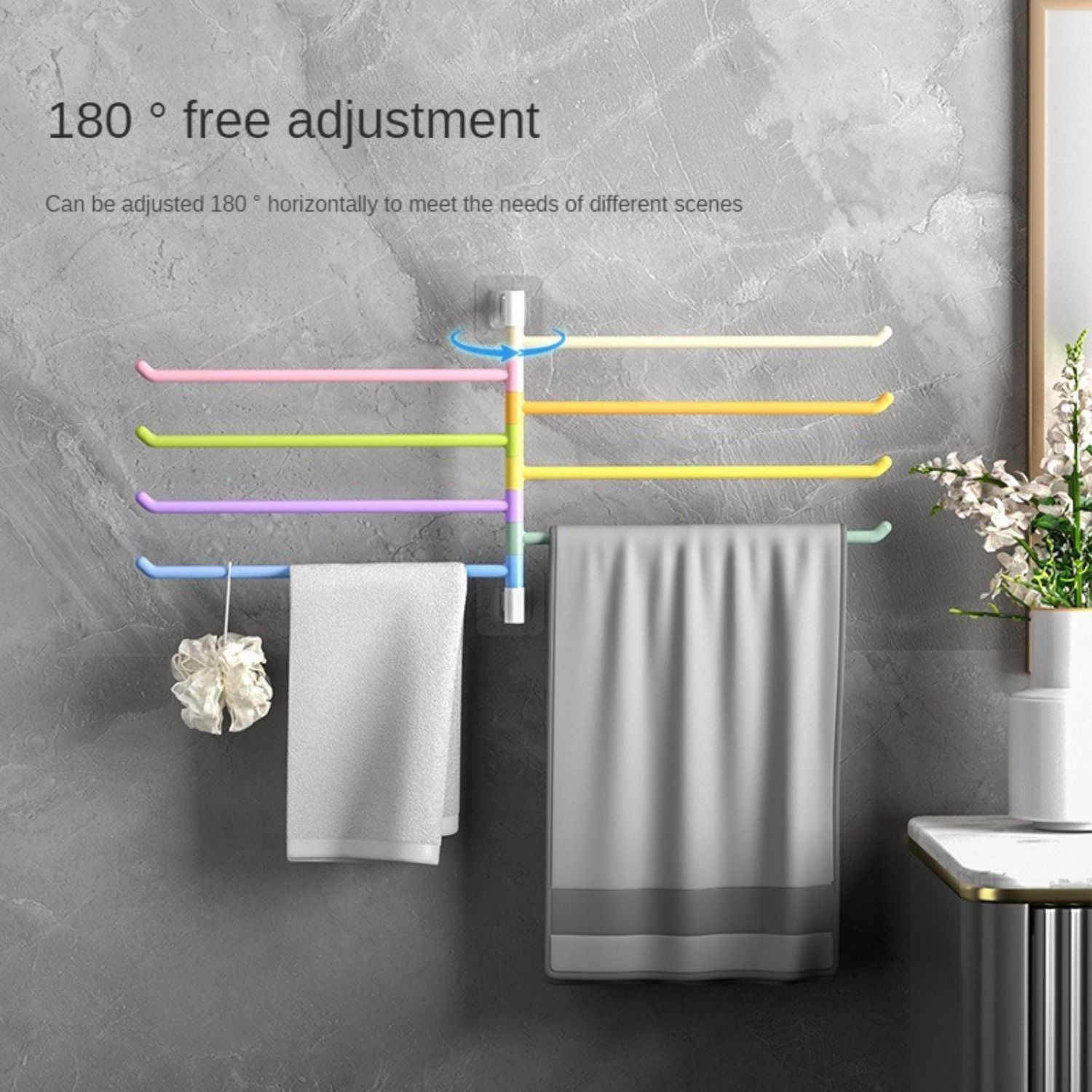 Rotating towel rack bathroom towel rack bathroom wall hanging towel bar toilet rack Storage Rack Organizer