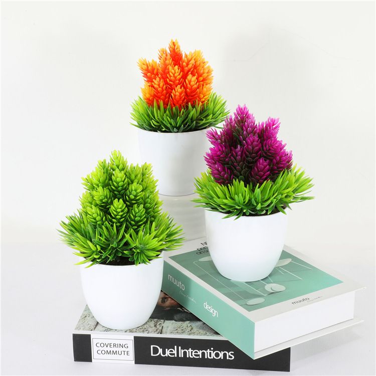2pcs Artificial Small Plant Fake Flower Potted Plant Bathroom for Indoor Decor Window Tabletop Office Colorful Desktop Ornaments