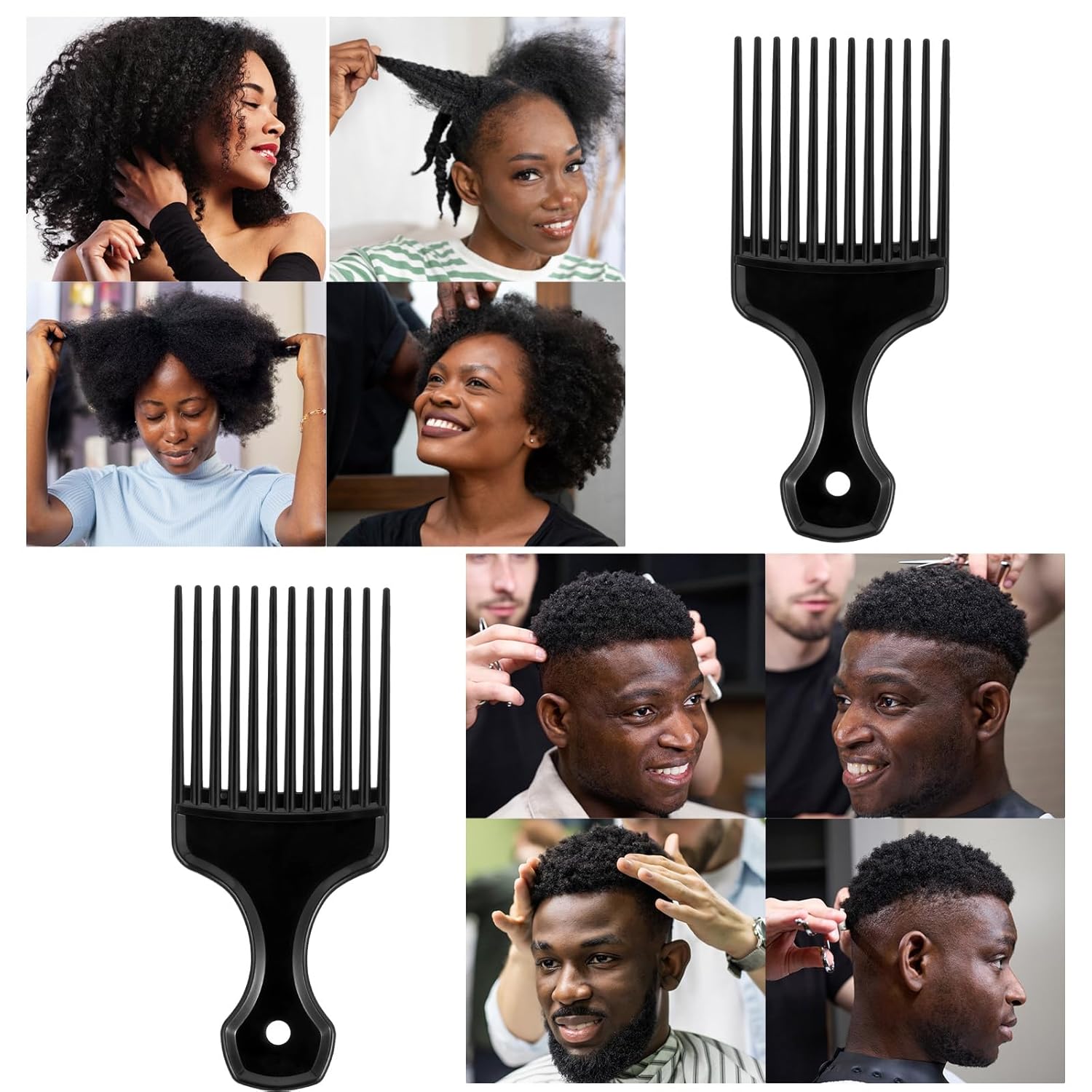 6pcs Professional Curly Hair Sponge Twist Brush Magic Afro Comb Rat Tail Comb Durable Rubber Fork Comb Curly Hair Styling Tools