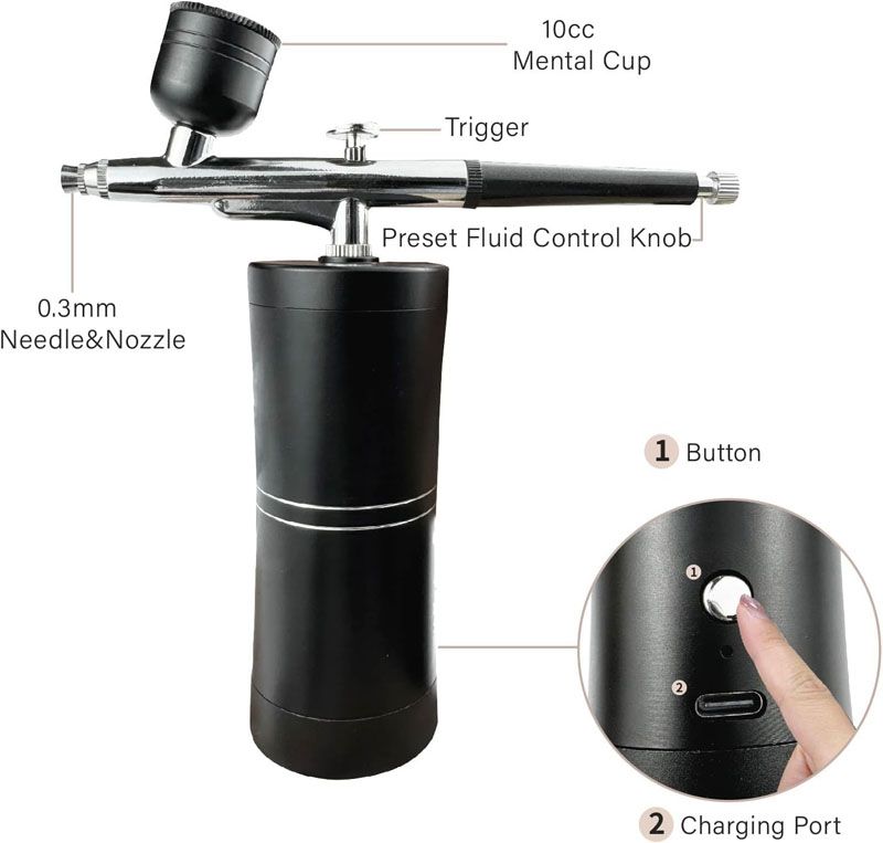 Airbrush kit,Airbrush for Nails,Airbrush Spray Gun with Air Compressor Kit,High Pressure Airbrush for Nails Art, Painting, Cake Decor, Cookie, Mode, Makeup, Barber
