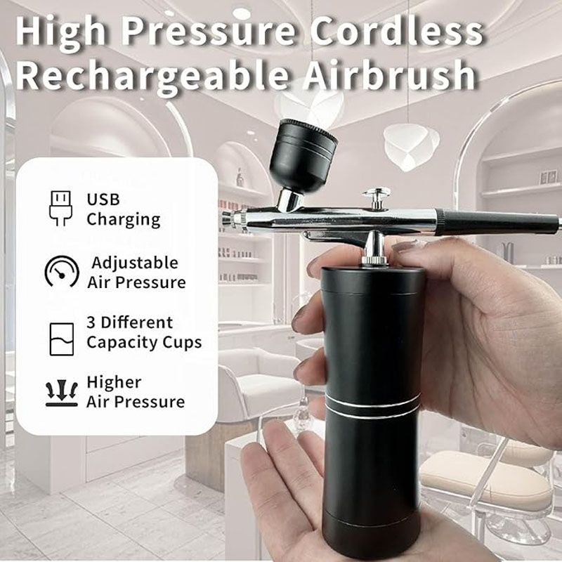 Airbrush kit,Airbrush for Nails,Airbrush Spray Gun with Air Compressor Kit,High Pressure Airbrush for Nails Art, Painting, Cake Decor, Cookie, Mode, Makeup, Barber