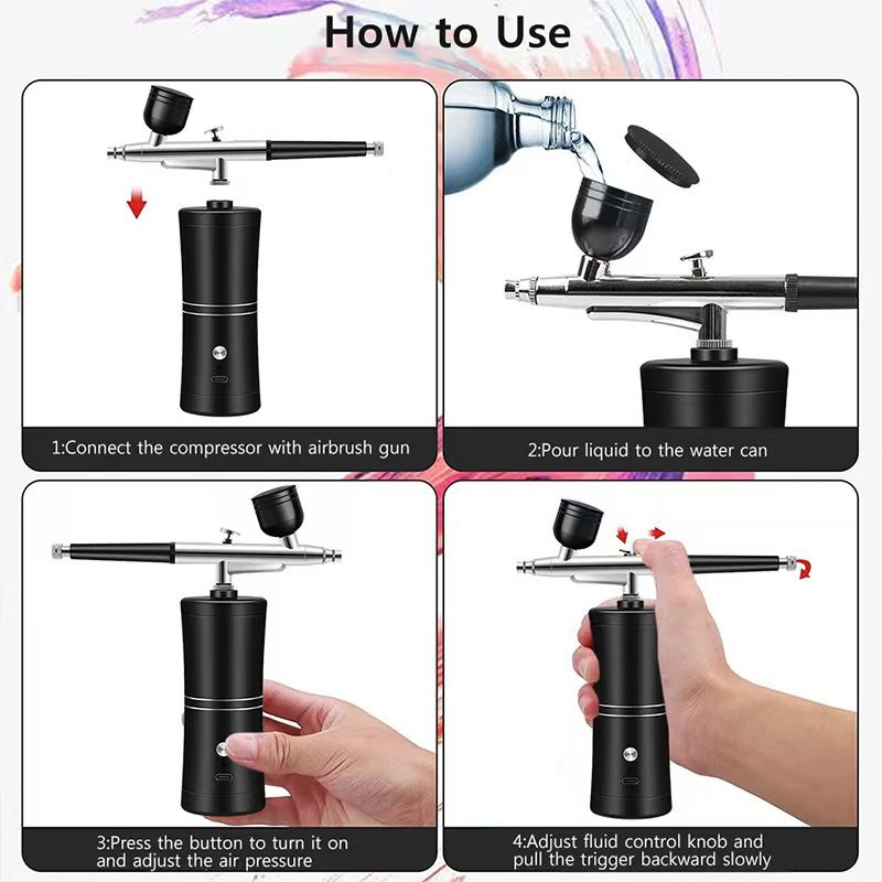 Airbrush kit,Airbrush for Nails,Airbrush Spray Gun with Air Compressor Kit,High Pressure Airbrush for Nails Art, Painting, Cake Decor, Cookie, Mode, Makeup, Barber