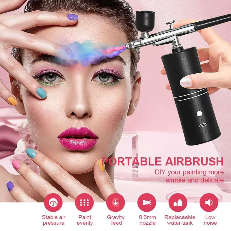 Airbrush kit,Airbrush for Nails,Airbrush Spray Gun with Air Compressor Kit,High Pressure Airbrush for Nails Art, Painting, Cake Decor, Cookie, Mode, Makeup, Barber