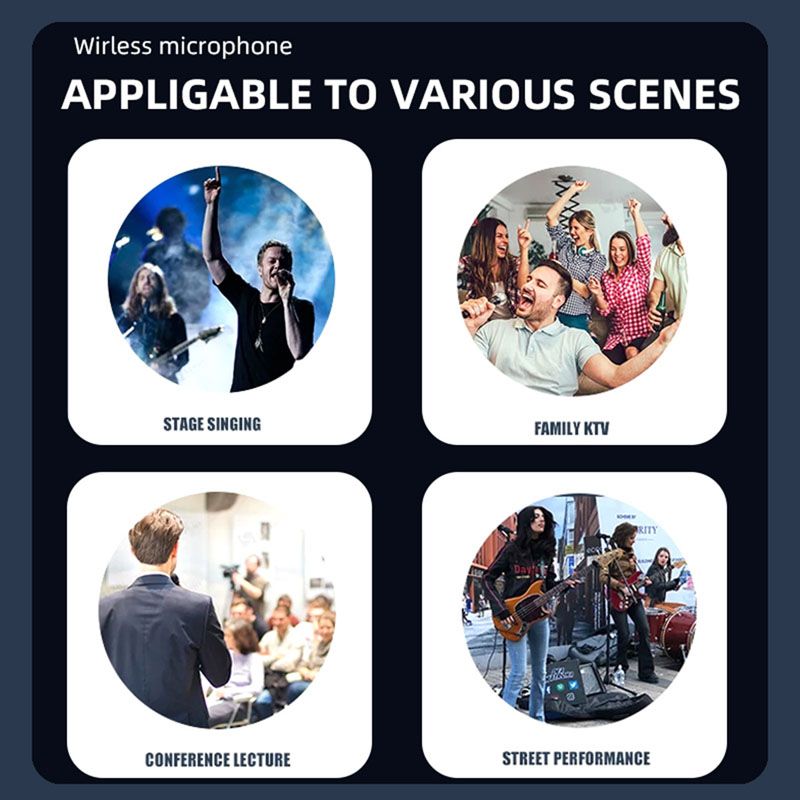 Wireless Microphone Handheld Micphone 2 Channels UHF Fixed Frequency Mic For Party Karaoke Professional Church Show Meeting