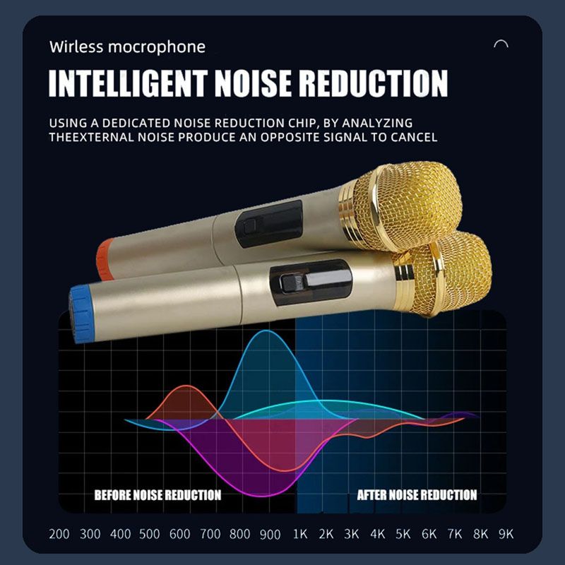 Wireless Microphone Handheld Micphone 2 Channels UHF Fixed Frequency Mic For Party Karaoke Professional Church Show Meeting