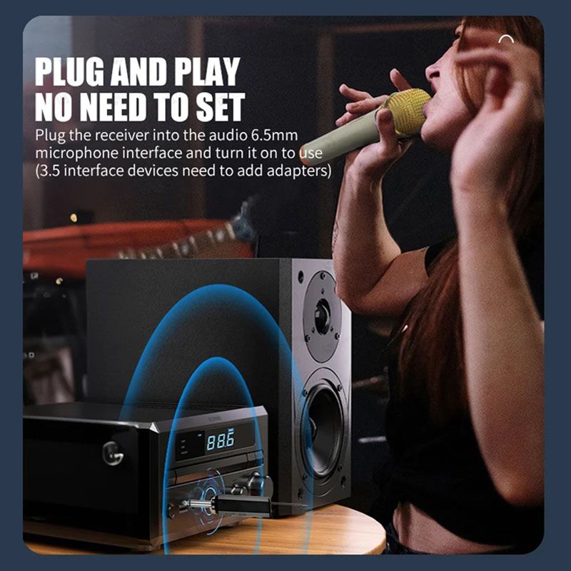 Wireless Microphone Handheld Micphone 2 Channels UHF Fixed Frequency Mic For Party Karaoke Professional Church Show Meeting