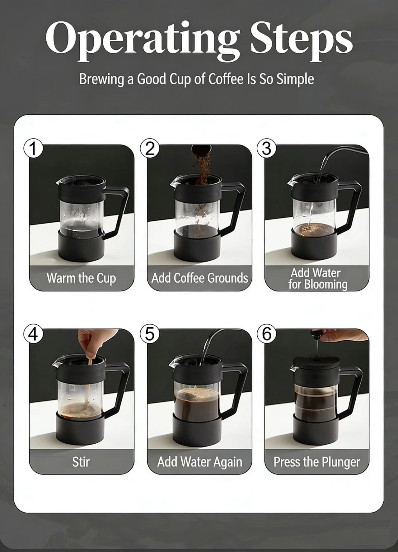 600ML French Press Coffee Maker/Teapot - Heat Resistant Borosilicate Glass - Stainless Steel Filter and Black Cover，Maximum Flavor Coffee Brewer with Superior Filtration